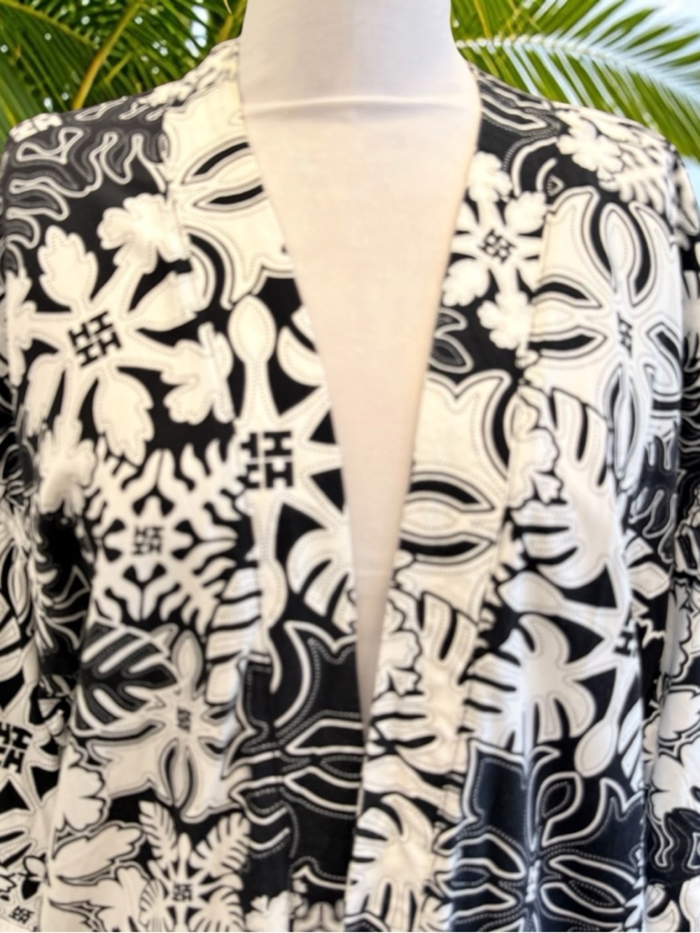 Hawaii's Finest Womens Sz M Kimono Open Cardigan Polynesian Floral Print Wrap - Picture 2 of 14